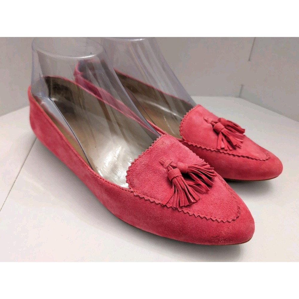 Talbots Rosewood Pink Suede Francesca Tasseled Driving Loafer Flats Shoes 6.5M
